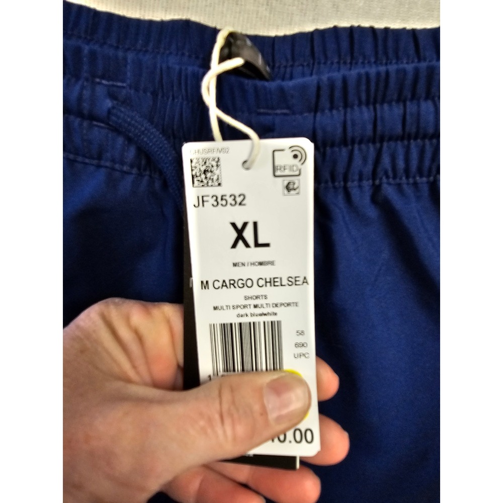 Adidas M Cargo Chelsea Shorts Mens XL Dark Blue Navy 7 Inch Inseam JF3532 NEW - Picture 2 of 6